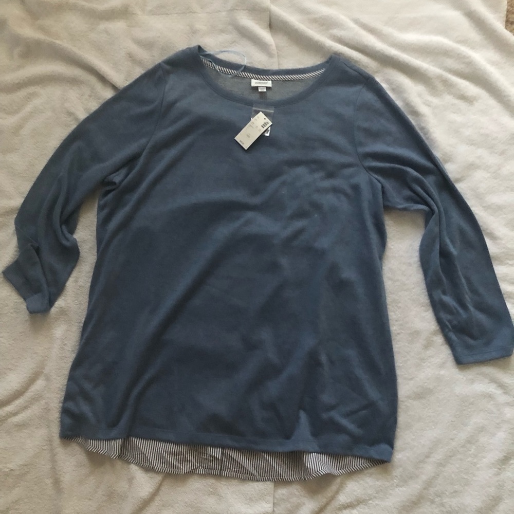 NWT AVENUE BLUE TOP WITH STRIPES-PLUS SIZE